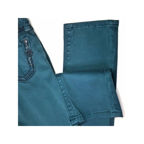 SOLD Miss Me Girls Dark Teal Skinny Jeans Size 14 - Picture 4 of 8
